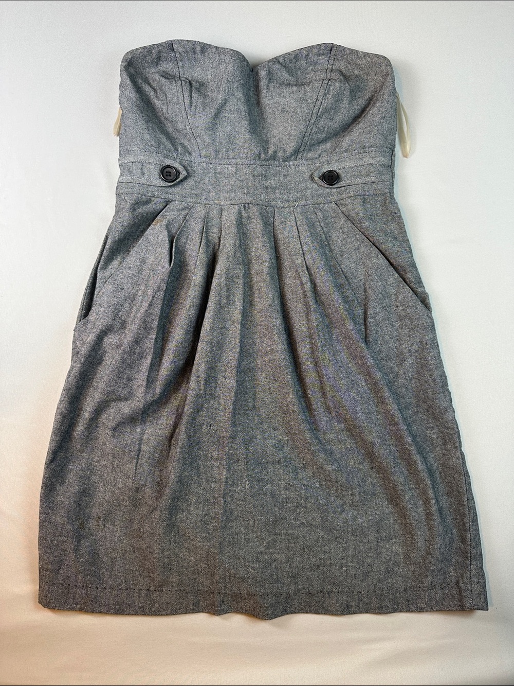 Trixxi Strapless Heather Gray Pleated Cocktail Dress Size 3